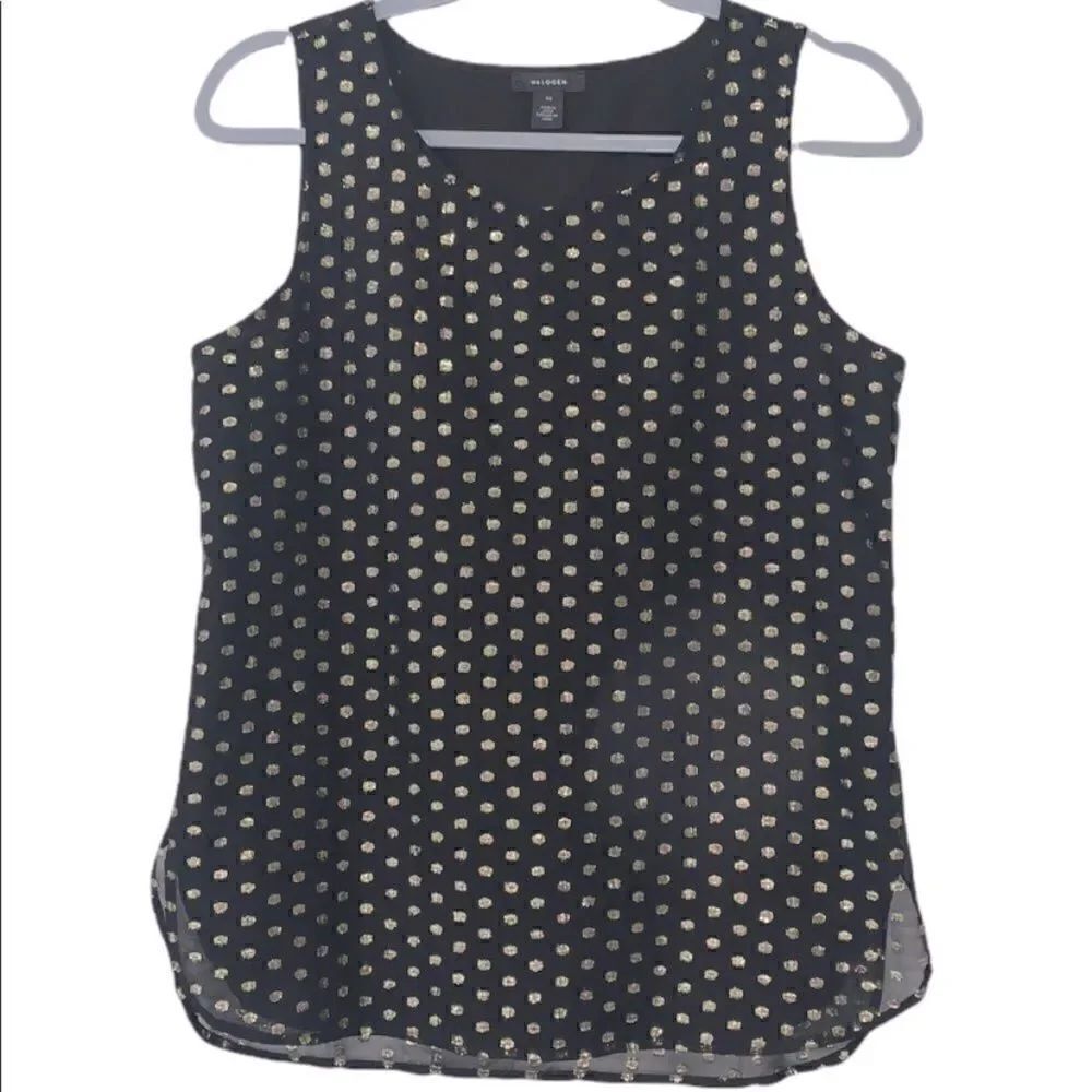 Halogen Black and Gold Metallic Tank Top Size XS